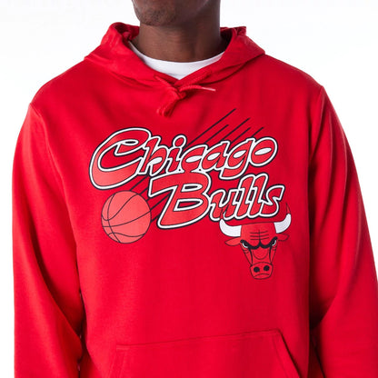 The Male model is wearing Chicago Bulls Script Red Pullover Hoodie 7