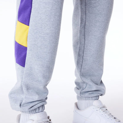 The Male model is wearing LA Lakers NBA Panel Grey Fleece Joggers  8