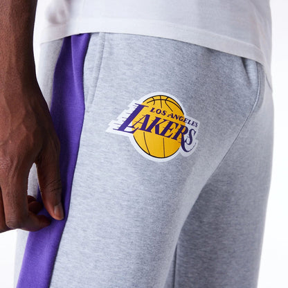 The Male model is wearing LA Lakers NBA Panel Grey Fleece Joggers  5