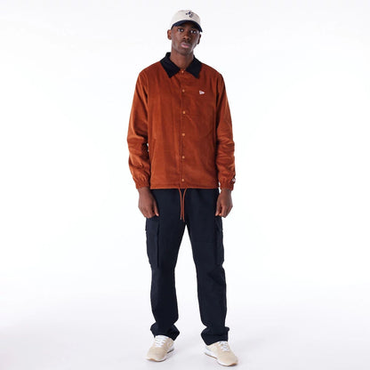 The Male model is wearing New Era Brown Cord Coach Jacket 6