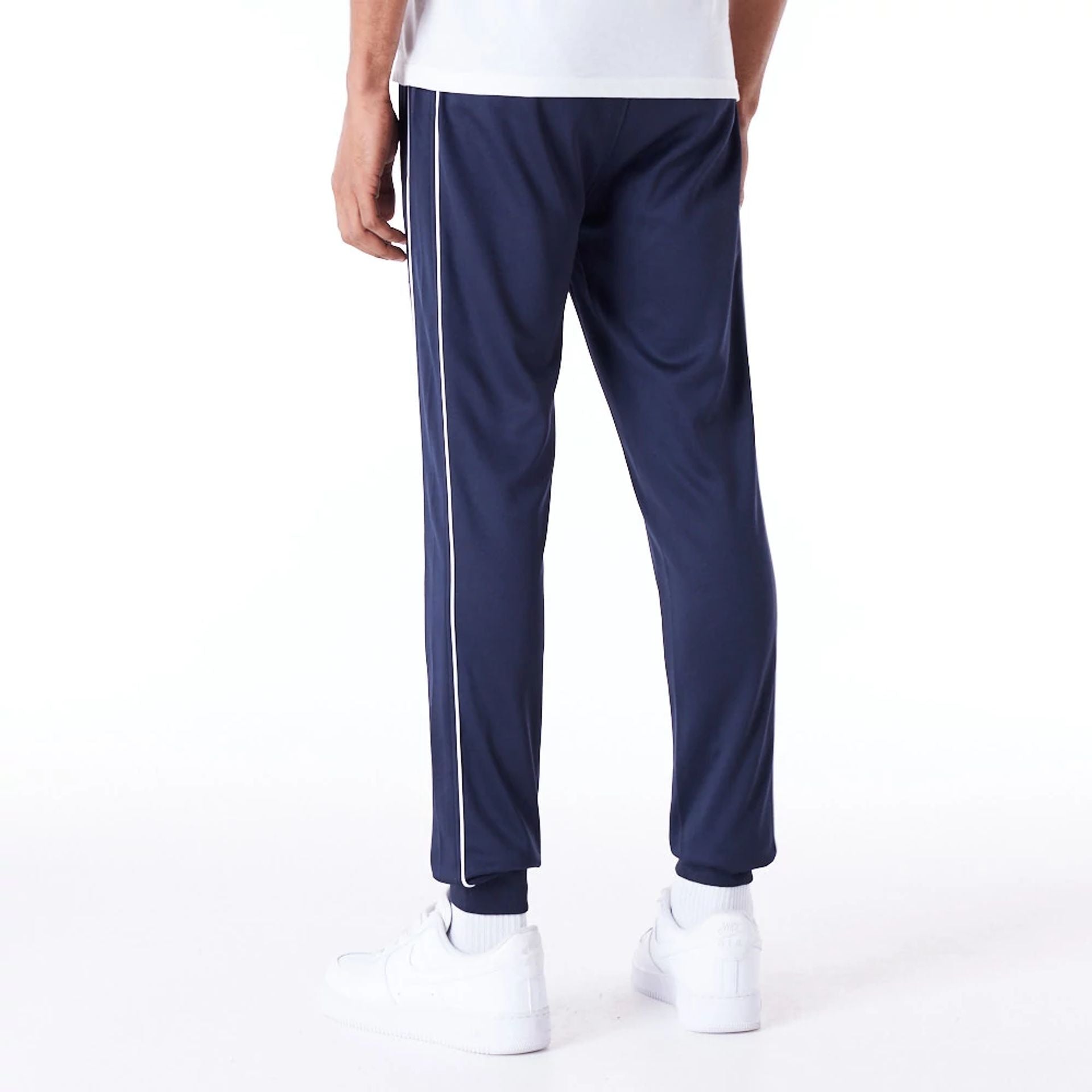 The Male model is wearing LA Dodgers MLB Track Pant Dark Blue Fleece Track Joggers 4