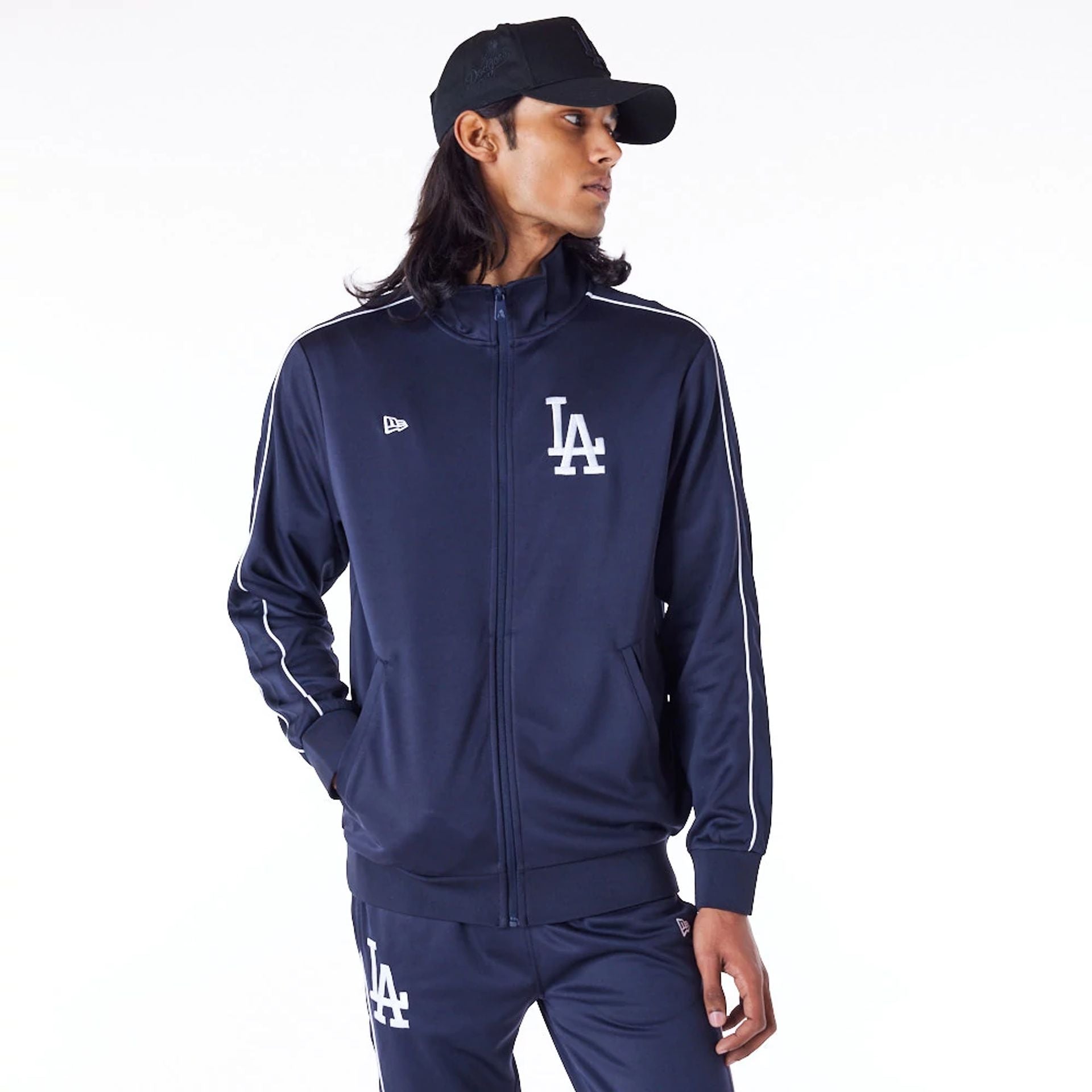 The Male model is wearing LA Dodgers MLB Track Top Dark Blue Track Jacket 1