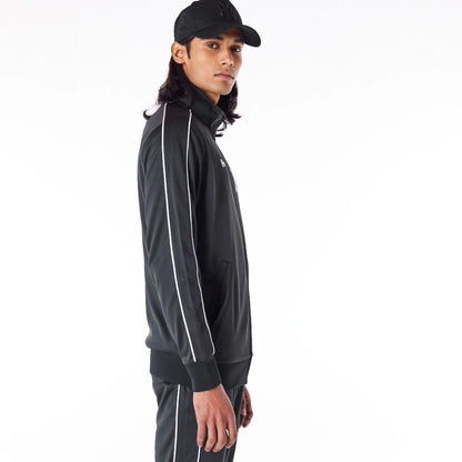 The Male model is wearing New York Yankees MLB Track Top Black Track Jacket 6