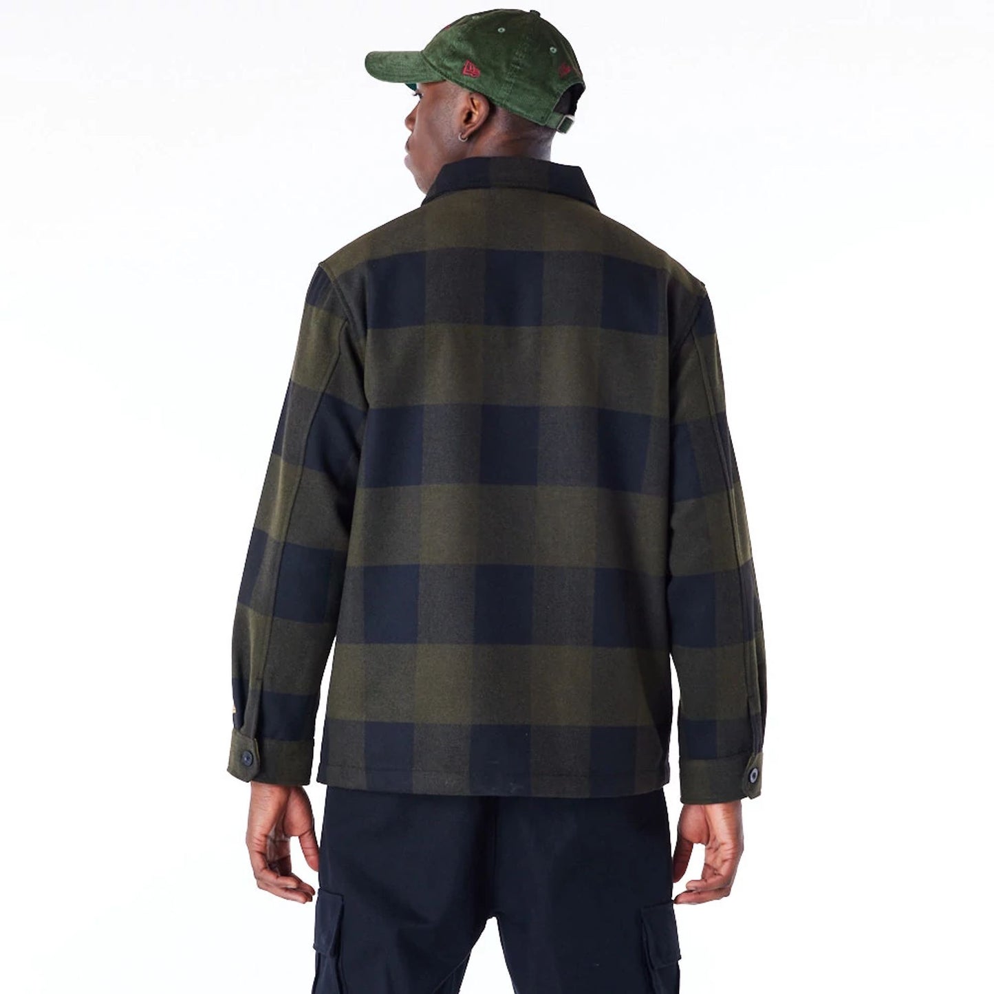 The Male model is wearing New Era Dark Green Shacket 6