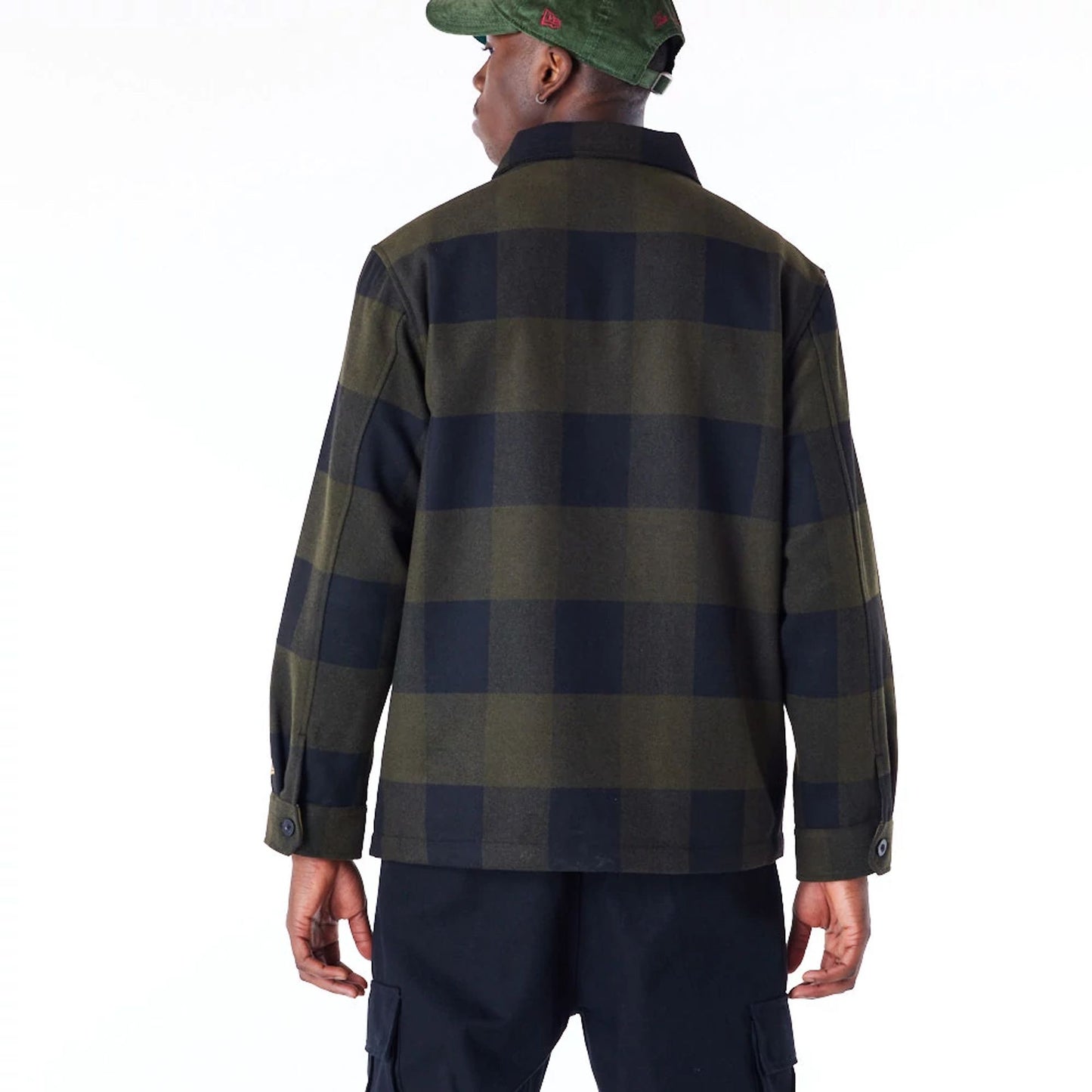 The Male model is wearing New Era Dark Green Shacket 2