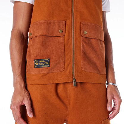 The Male model is wearing New Era Brown Utility Vest Top 6