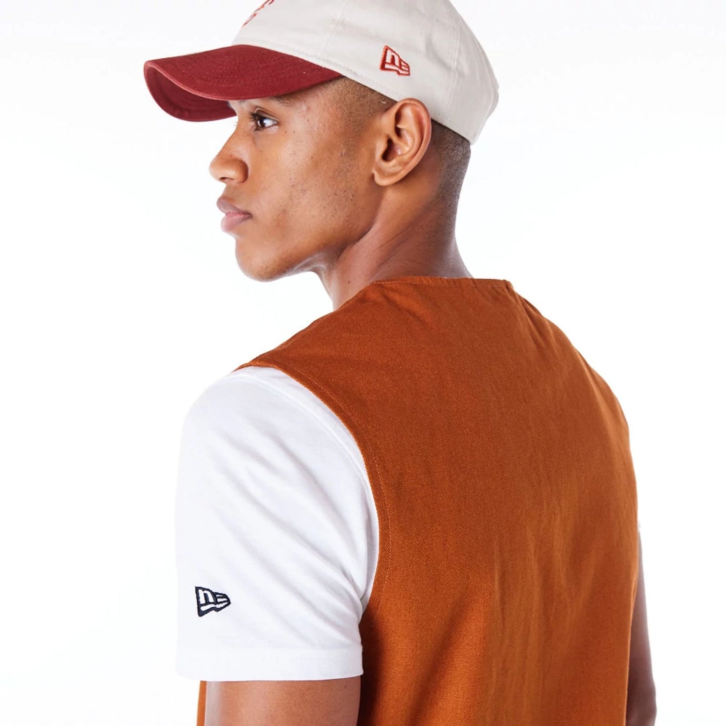 The Male model is wearing New Era Brown Utility Vest Top 7