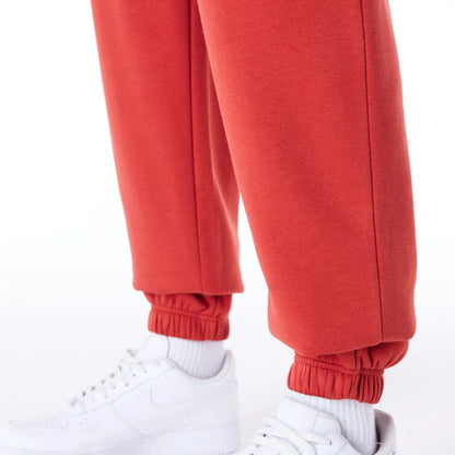 The Male model is wearing New Era Script Red Fleece Cargo Joggers 3