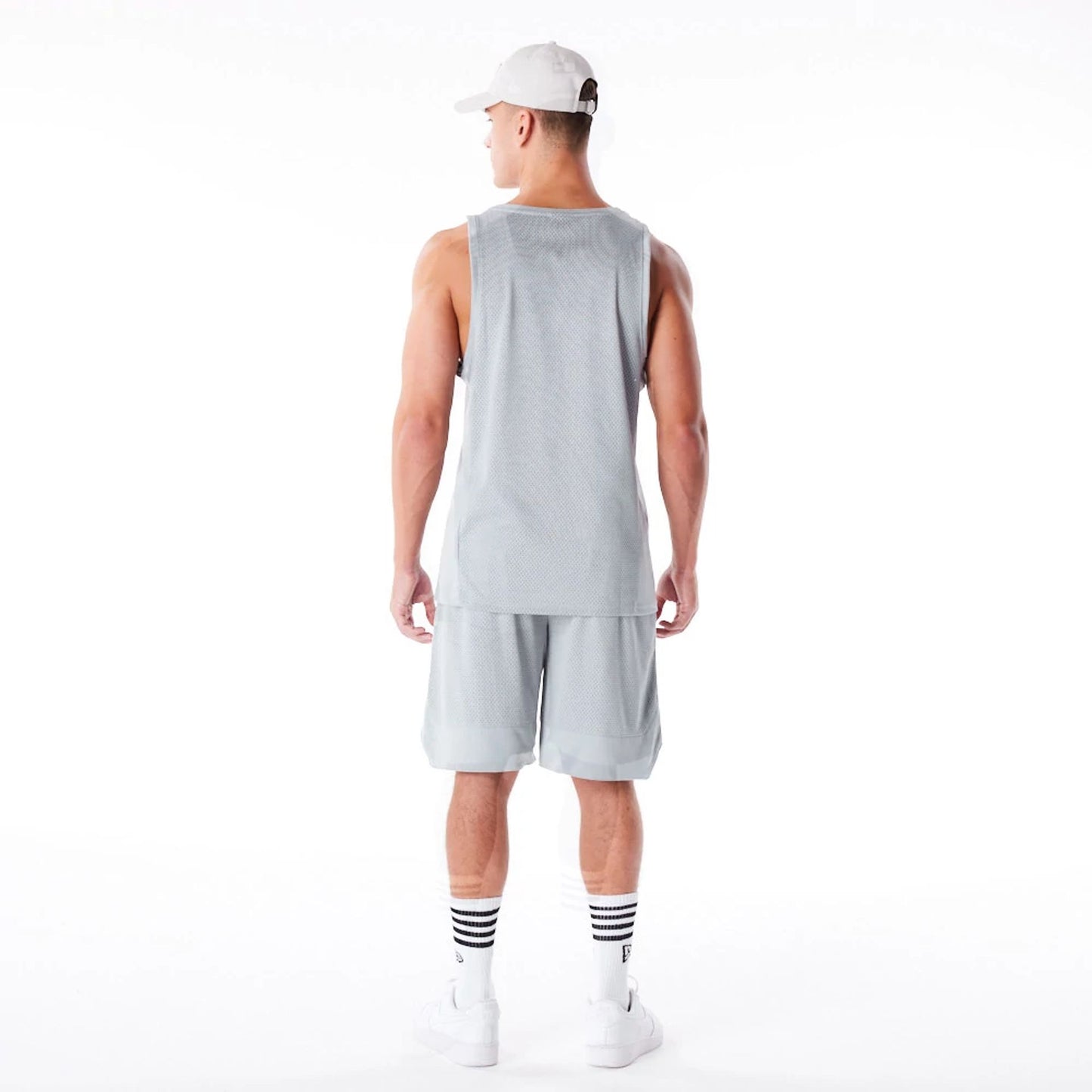 The Male model is wearing New Era Grey Mesh Tank Top 6