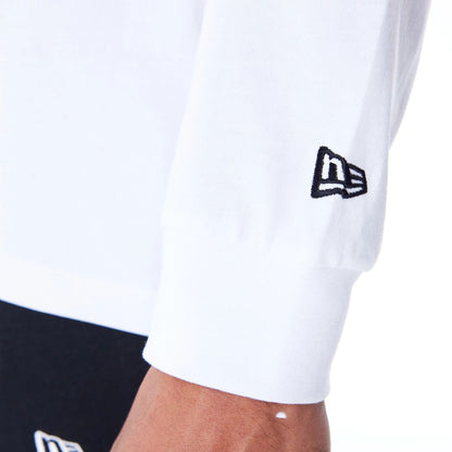 The Male model is wearing New Era Flag Flame White Long Sleeve T-Shirt 8