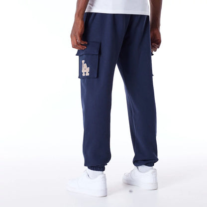 The Male model is wearing LA Dodgers World Series Navy Fleece Cargo Joggers 5