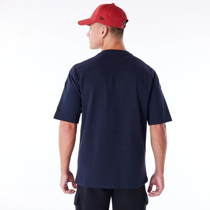 The Male model is wearing New York Yankees MLB Rib Infill Navy Oversized T-Shirt  4