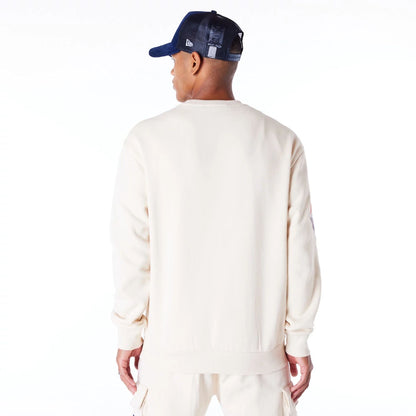 The Male model is wearing New York Yankees World Series Light Beige Oversized Fleece Top  6