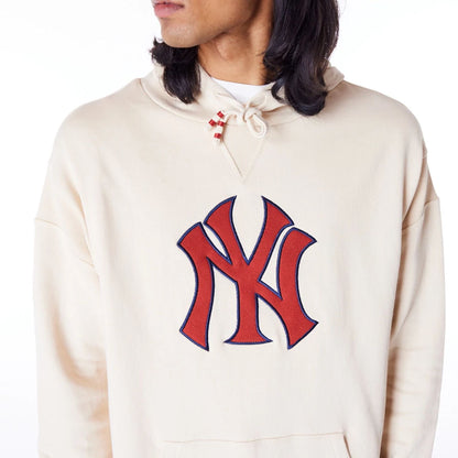 The Male model is wearing New York Yankees MLB Rib Infill Stone Oversized Pullover Hoodie 8