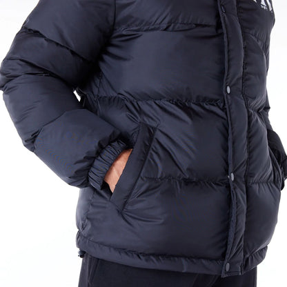 The Male model is wearing New York Yankees MLB Black Nylon Puffer Jacket  7