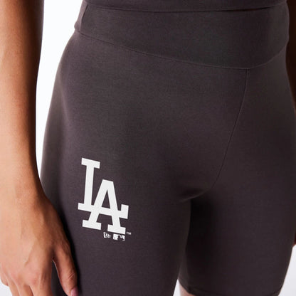 The Female model is wearing LA Dodgers Womens MLB League Essential Dark Brown Cycling Shorts 2