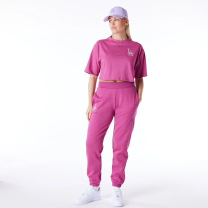 The Female model is wearing LA Dodgers Womens MLB Diamante Purple Fleece Joggers 5