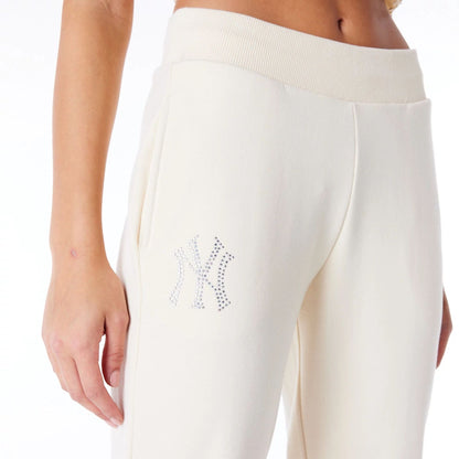 The Female model is wearing New York Yankees Womens MLB Diamante Stone Fleece Joggers 9