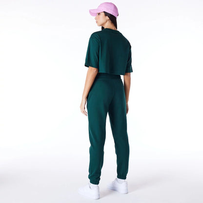 The Female model is wearing New York Yankees Womens MLB Diamante Dark Green Fleece Joggers 10