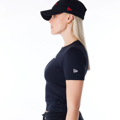 The Female model is wearing New Era Womens Black Slim T-Shirt 3