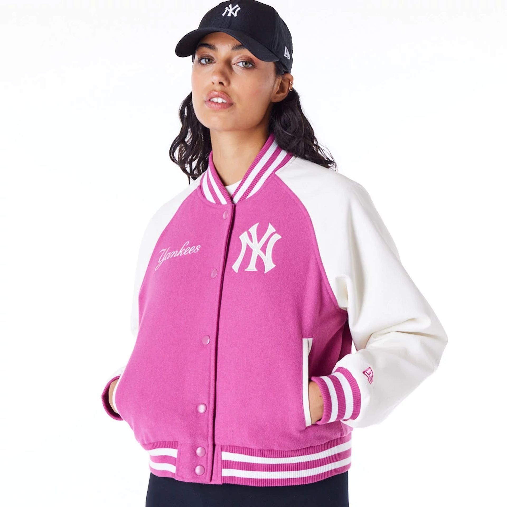 New York Yankees Womens MLB Purple Varsity Jacket New Era Cap UK