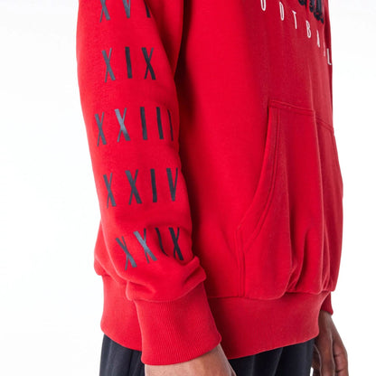 The Male model is wearing San Francisco 49ers NFL Patch Red Oversized Pullover Hoodie 10