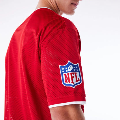 The Male model is wearing San Francisco 49ers NFL Mesh Red Oversized T-Shirt 4