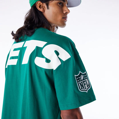 The Male model is wearing New York Jets NFL Drop Shoulder Green Drop Shoulder T-Shirt 2