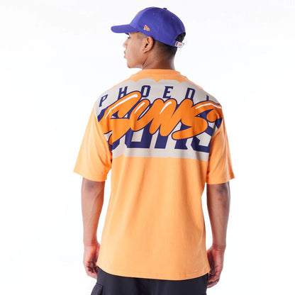 The Male model is wearing Phoenix Suns NBA Wordmark Orange Oversized T-Shirt 5