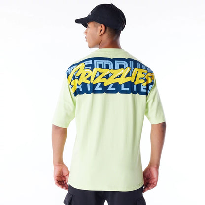 The Male model is wearing Memphis Grizzlies NBA Wordmark Pastel Green Oversized T-Shirt 6