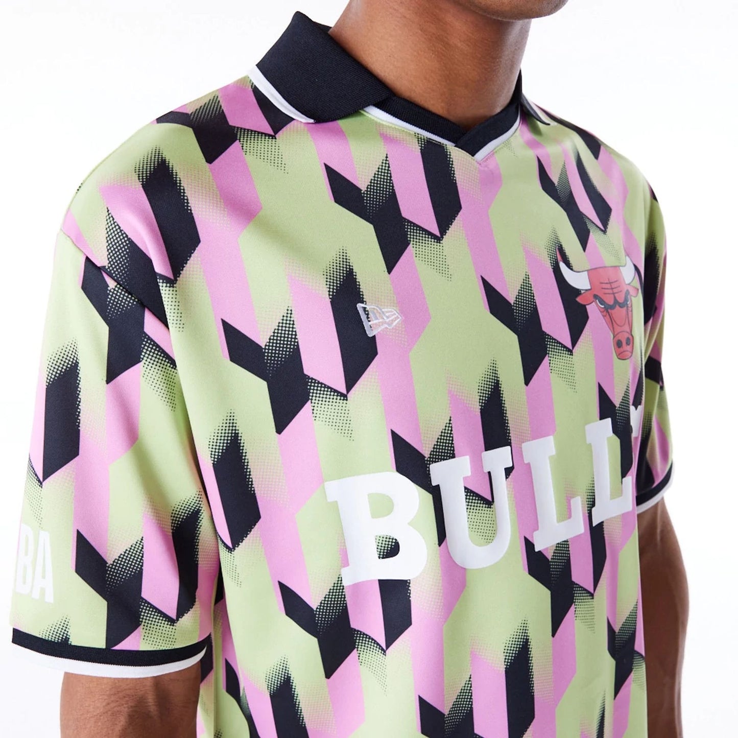 The Male model is wearing Chicago Bulls NBA Soccer Pastel Green T-Shirt 8