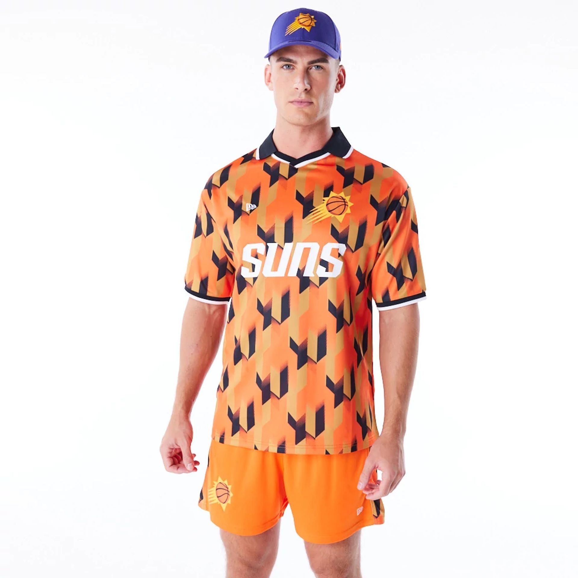 The Male model is wearing Phoenix Suns NBA Soccer Orange T-Shirt 5