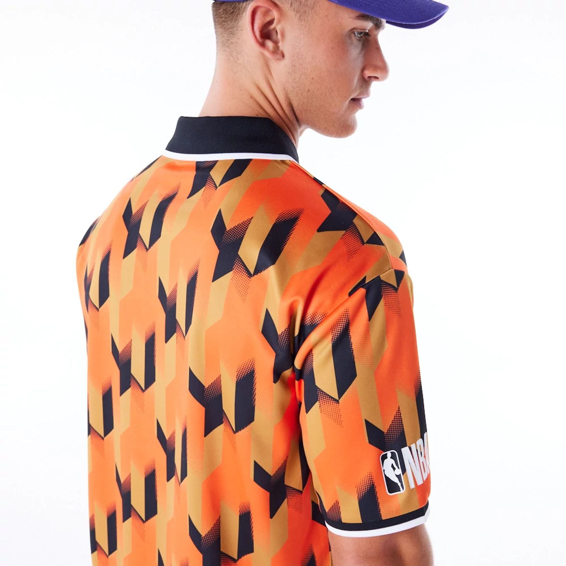 The Male model is wearing Phoenix Suns NBA Soccer Orange T-Shirt 3