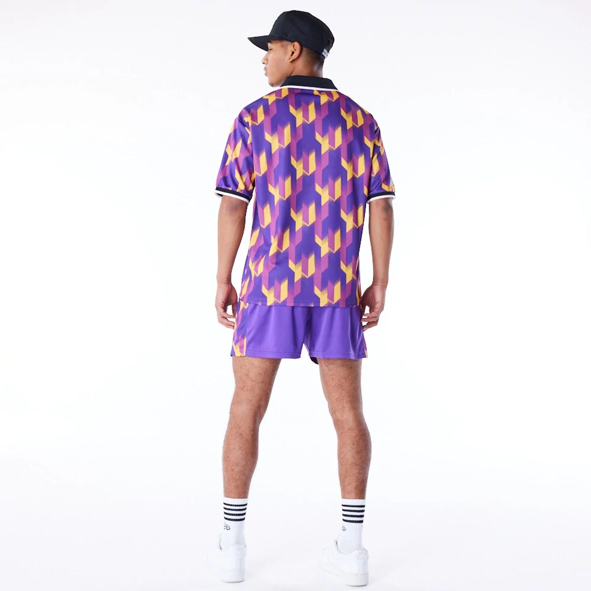 The Male model is wearing LA Lakers NBA Soccer Purple T-Shirt 5