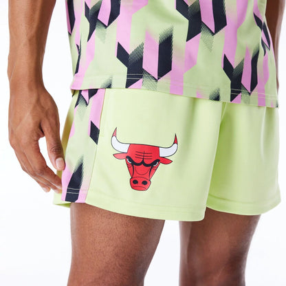 The Male model is wearing Chicago Bulls NBA Soccer Pastel Green Short Shorts 7