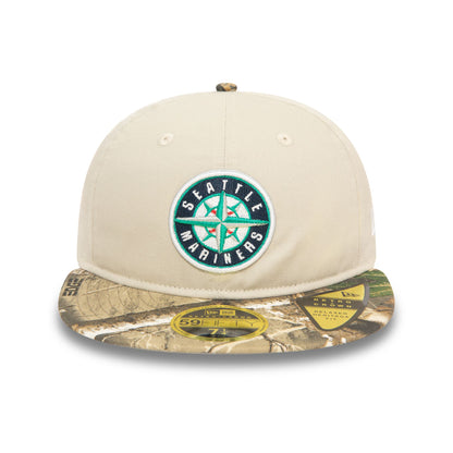 This is a Seattle Mariners MLB Realtree Light Beige Retro Crown 59FIFTY Fitted Cap 3