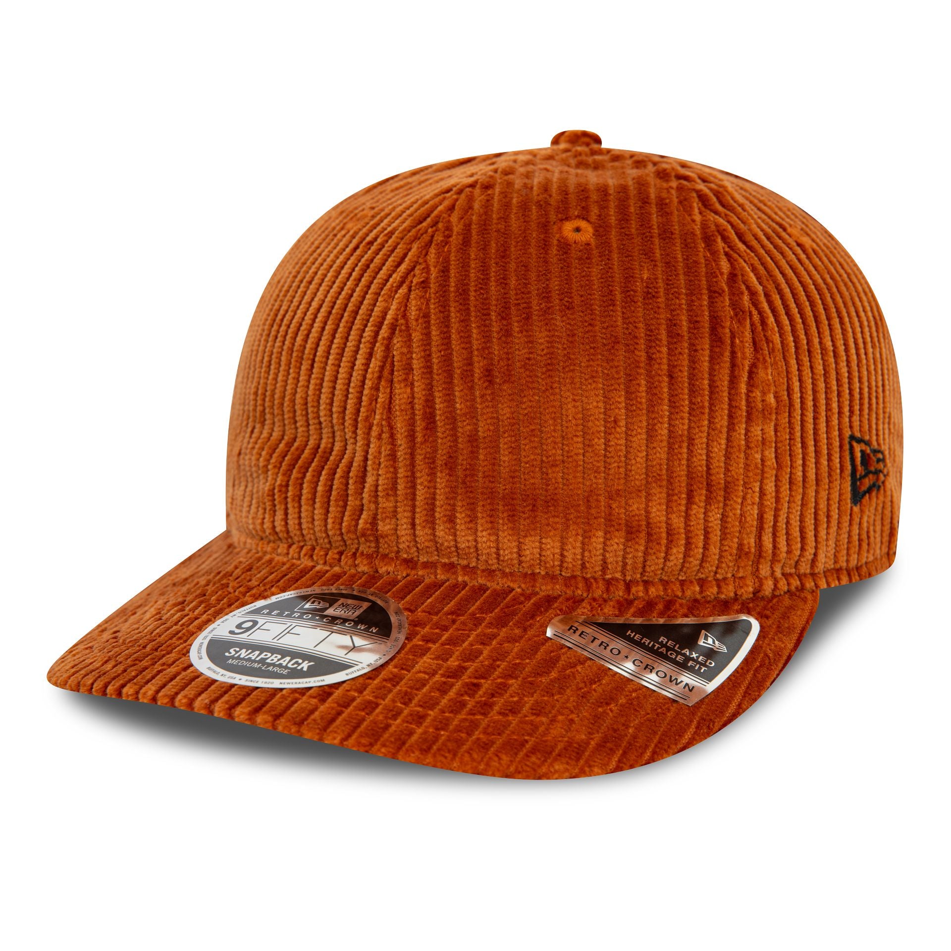 This is a New Era Cord Dark Orange 9FIFTY Retro Crown Cap 1