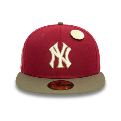 This is a New York Yankees MLB Contrast Pin Dark Red 59FIFTY Fitted Cap 3