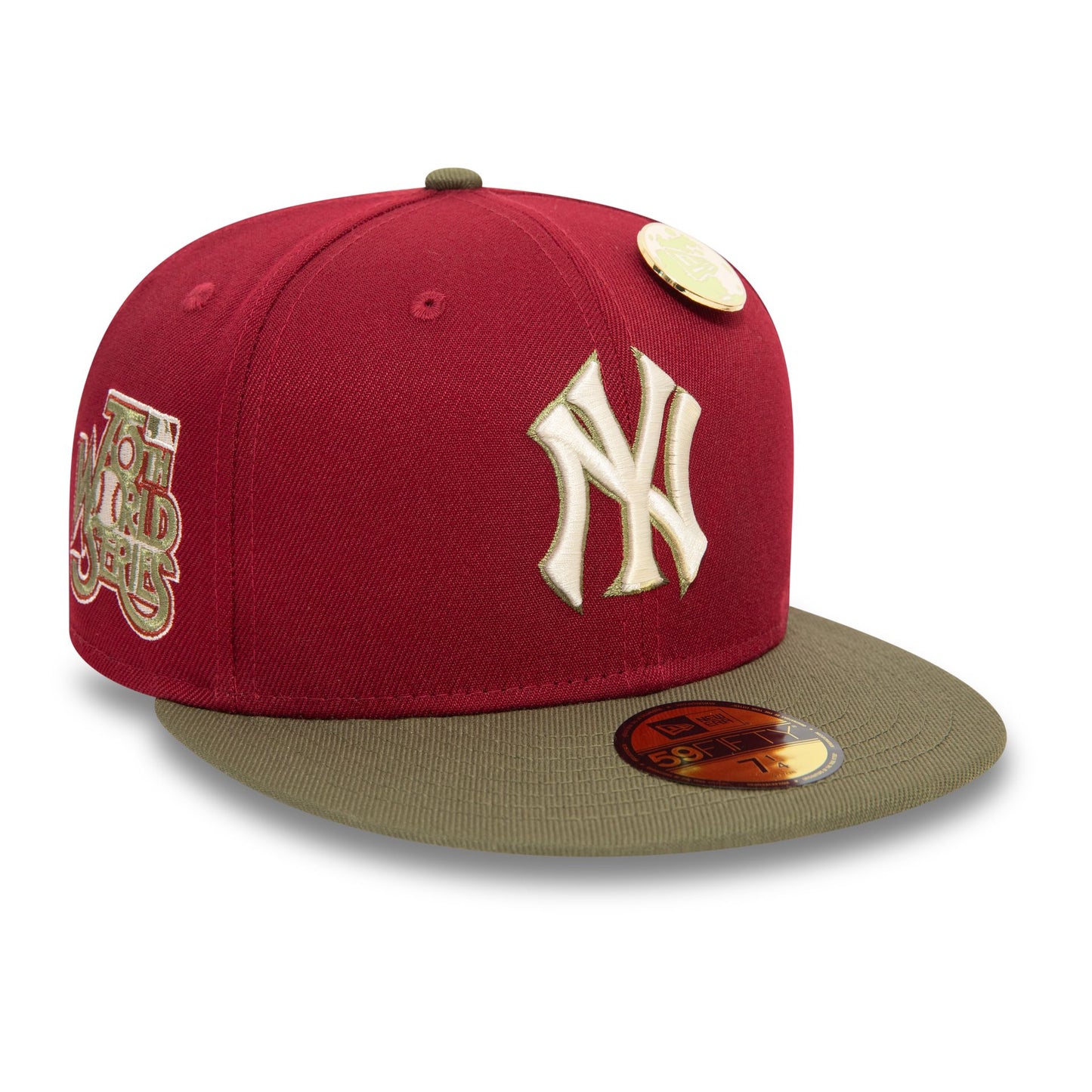 This is a New York Yankees MLB Contrast Pin Dark Red 59FIFTY Fitted Cap 1