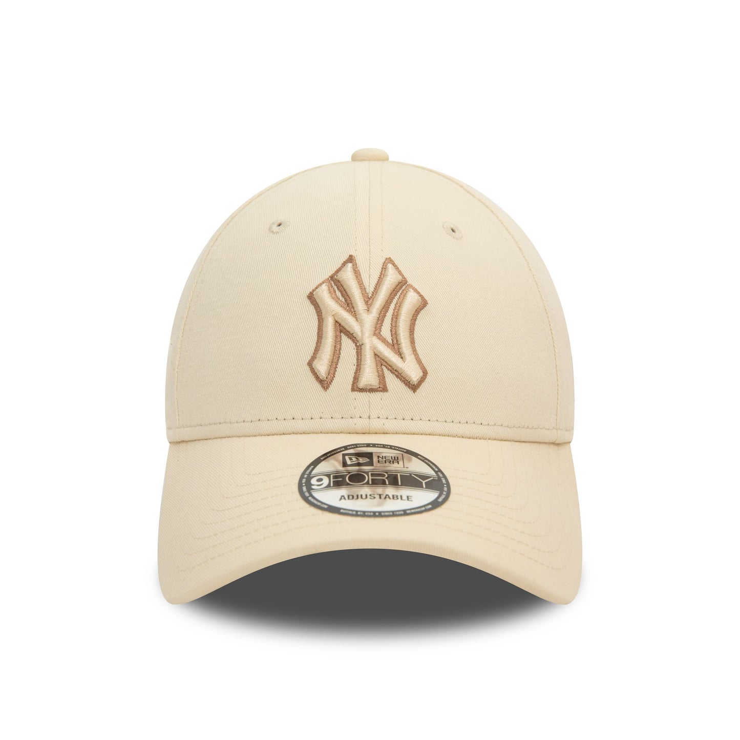 This is a New York Yankees Team Outline Light Beige 9FORTY Adjustable Cap 2