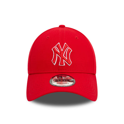 This is a New York Yankees Team Outline Red 9FORTY Adjustable Cap 2