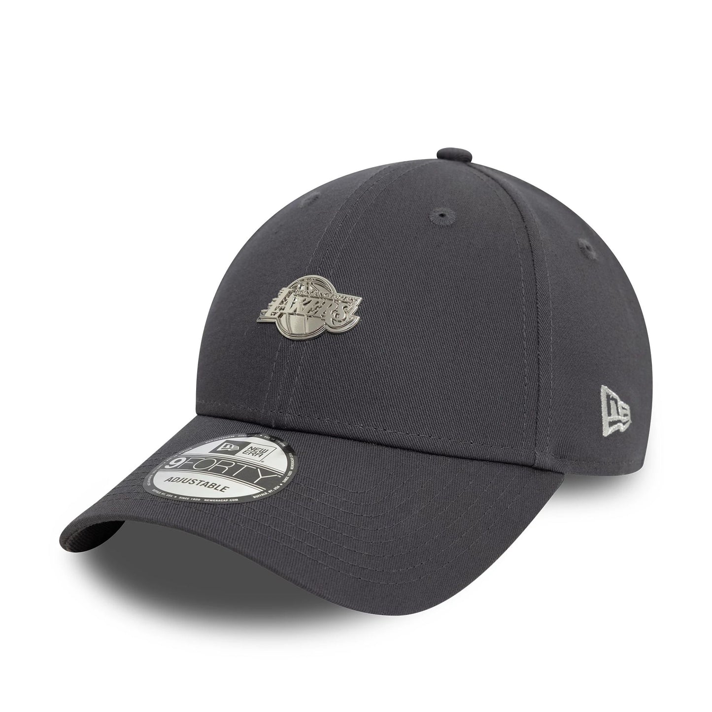 This is a LA Lakers Metallic Pin Dark Grey 9FORTY Adjustable Cap 1