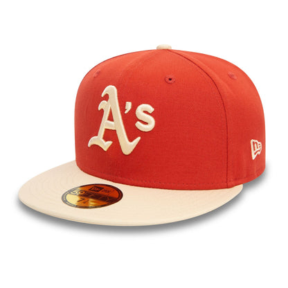 This is a Oakland Athletics MLB Side Patch Red 59FIFTY Fitted Cap 1