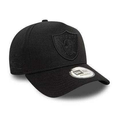 This is a Las Vegas Raiders Monochrome Black 9FORTY E-Frame Adjustable Cap 3