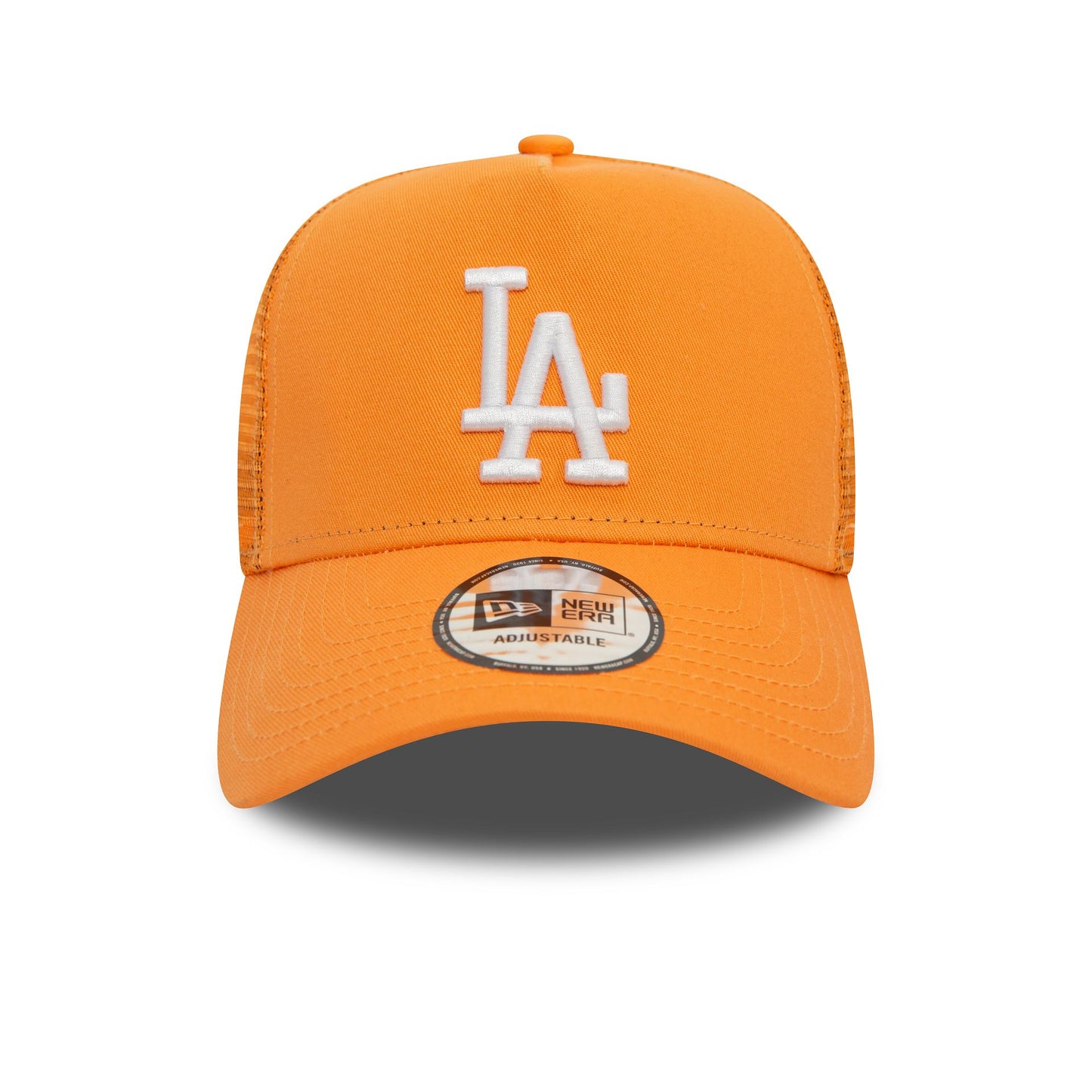 This is a LA Dodgers League Essential Orange 9FORTY E-Frame Adjustable Trucker Cap 2