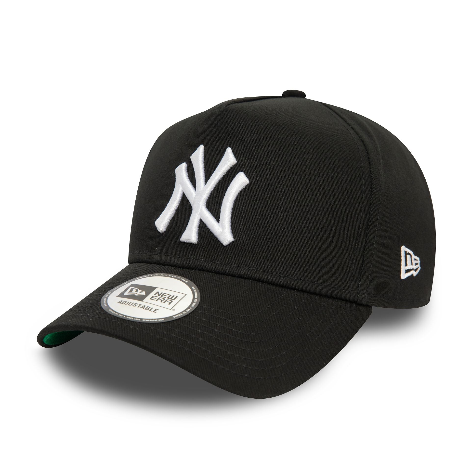 This is a New York Yankees MLB Side Patch Black 9FORTY E-Frame Adjustable Cap 1