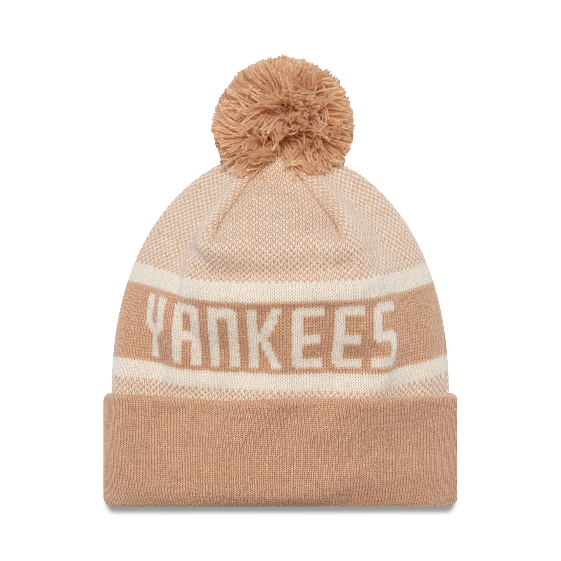 This is a New York Yankees Beige Jake Knit Beanie Hat 3