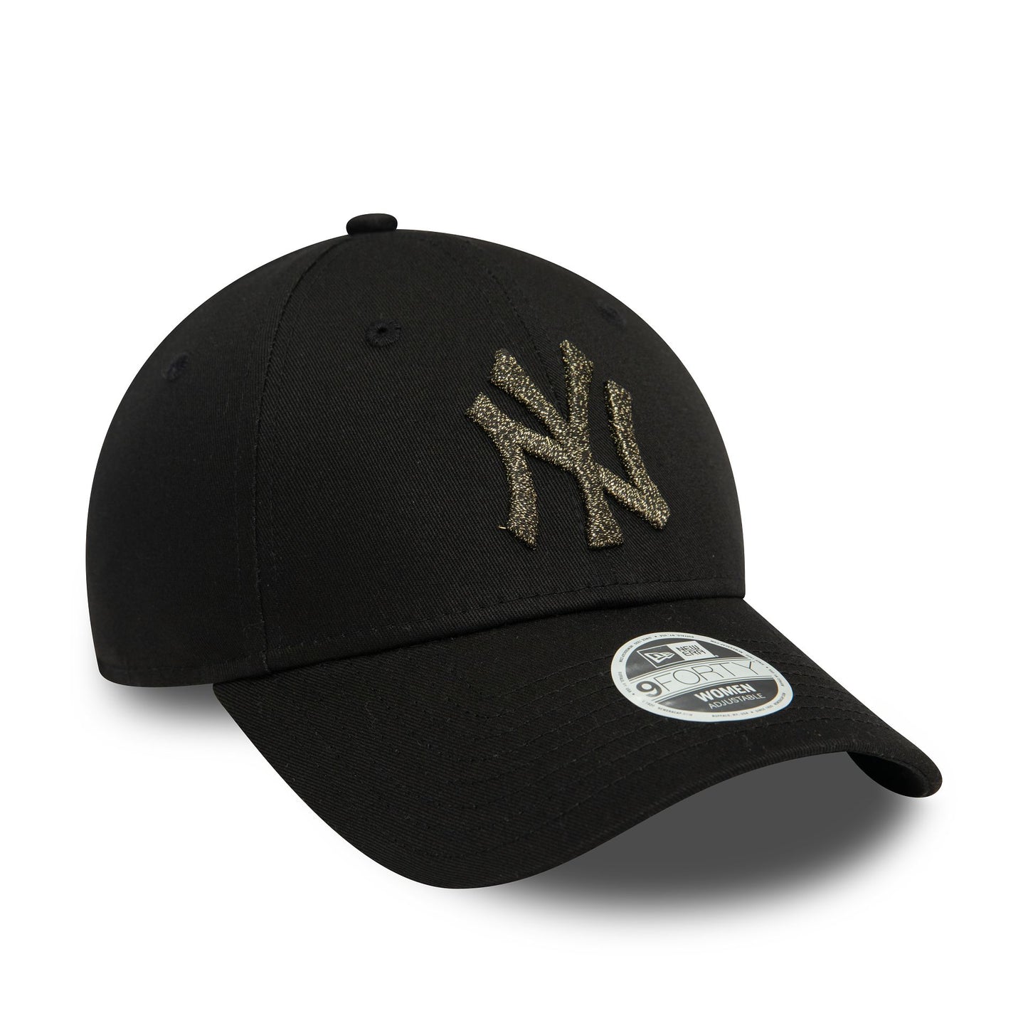 This is a New York Yankees Womens Metallic Logo Black 9FORTY Adjustable Cap 4