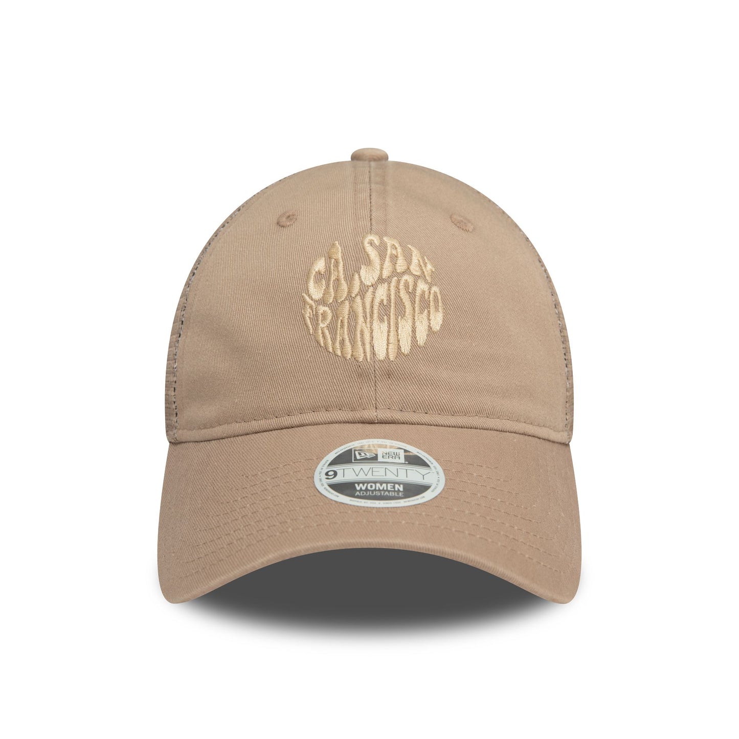 This is a New Era Womens Beige 9TWENTY Adjustable Trucker Cap 2