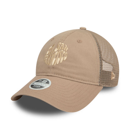 This is a New Era Womens Beige 9TWENTY Adjustable Trucker Cap 4